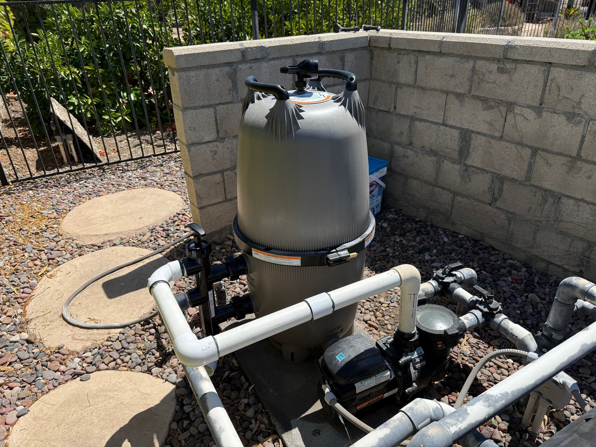Old Filter Removal, New Jandy D.E. Filter Installation, Pool Plumbing Upgrades