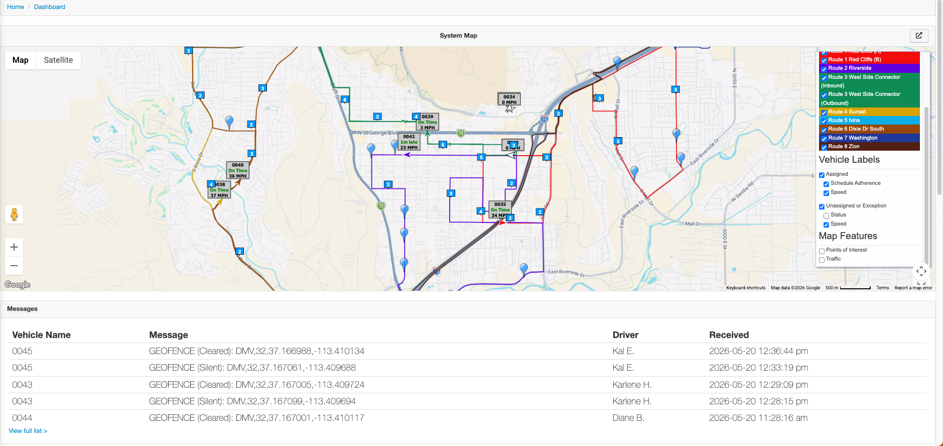 CAD/AVL - Real-time vehicle tracking and monitoring software