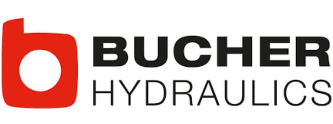 The bucher hydraulics logo is red and black on a white background.