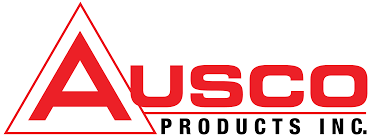 A red and white logo for ausco products inc.