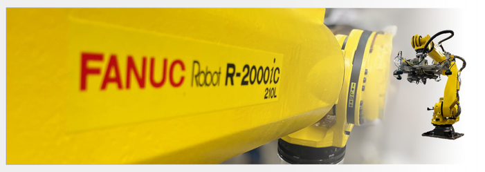 Yellow Fanuc robot arm for industrial automation