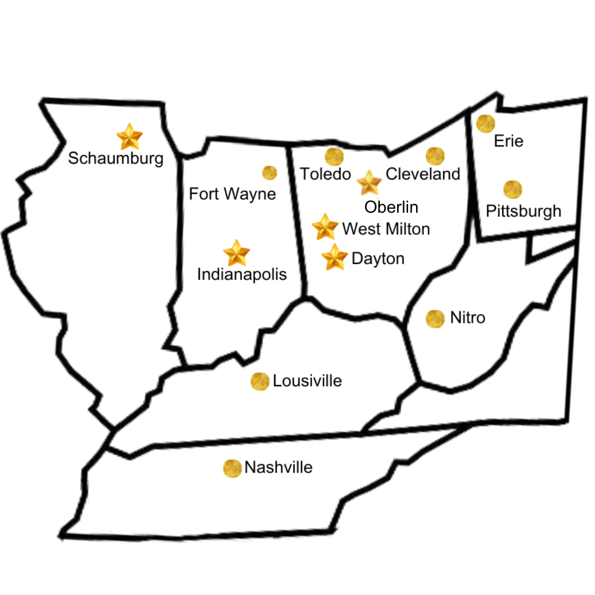 A black and white map of the state of indiana