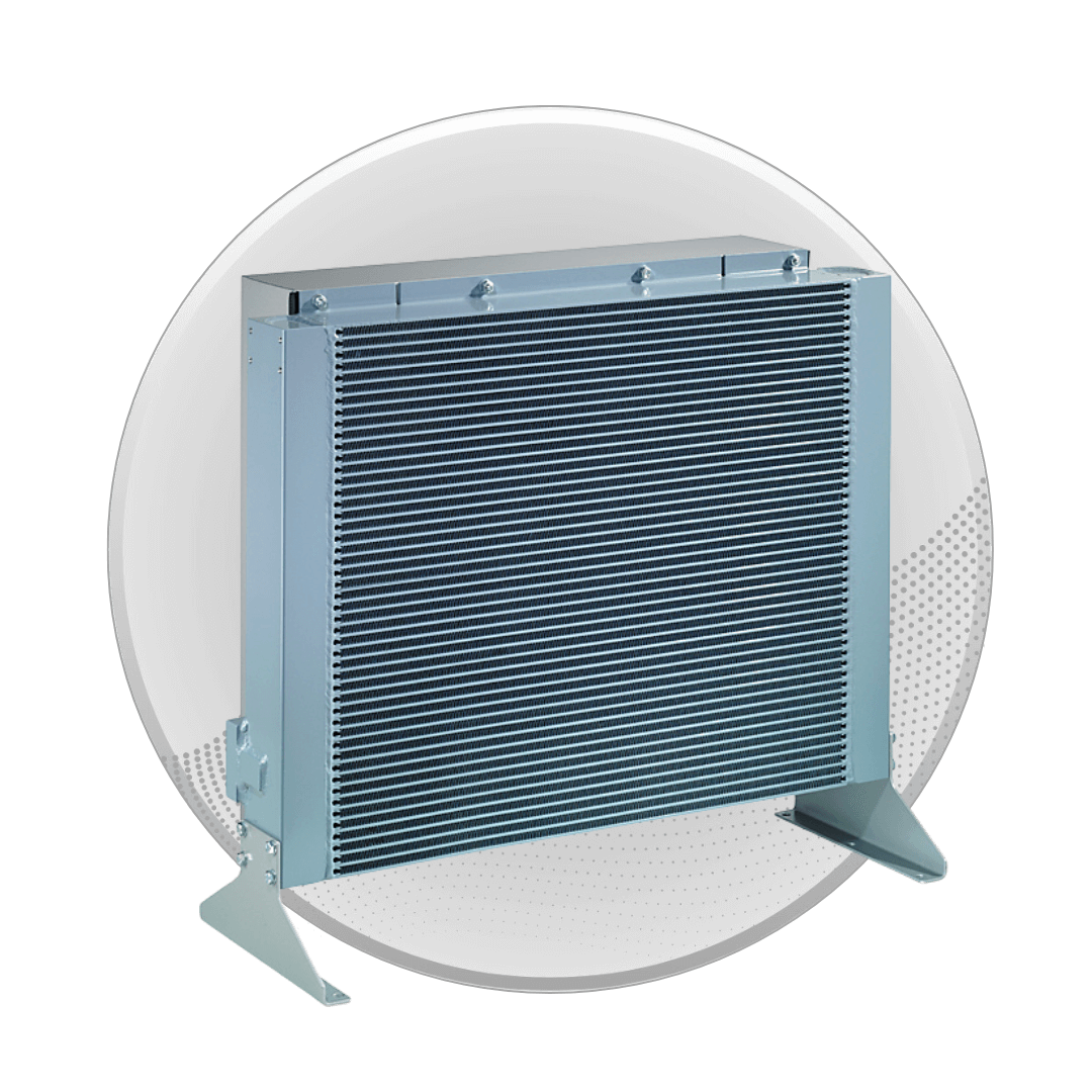 A blue Black heat exchanger for hydraulic and pneumatic use. 