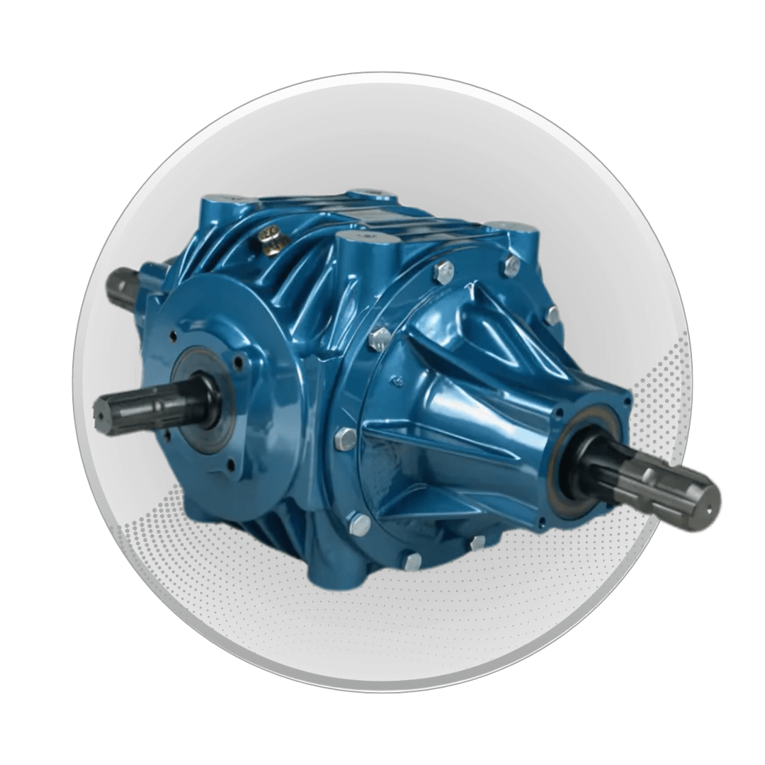 Blue mechanical fluid power component.