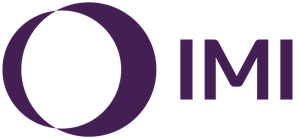 A purple circle with the word imi on it.