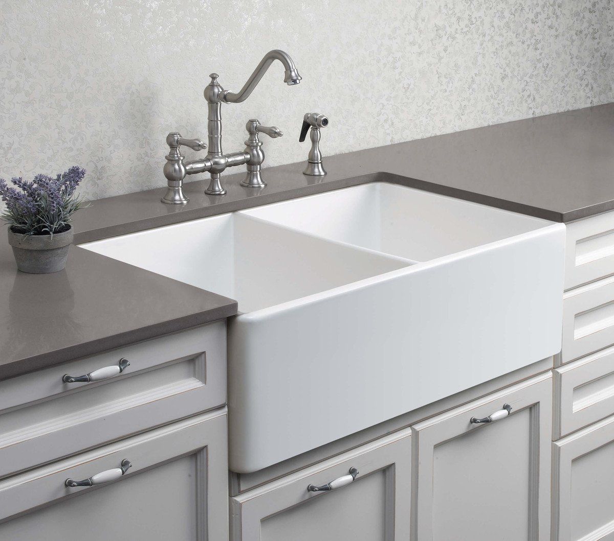 This Butler sink from Restorations Online is a great example of a twin farmhouse sink.