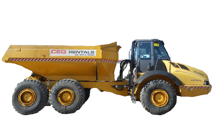 A yellow dump truck is sitting on top of a white surface.