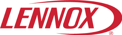 Lennox logo in red with a swoosh.