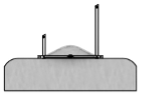 A black and white drawing of a concrete block with two pipes attached to it.