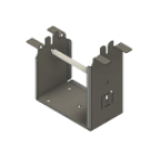 A 3d model of a metal bracket on a white background.