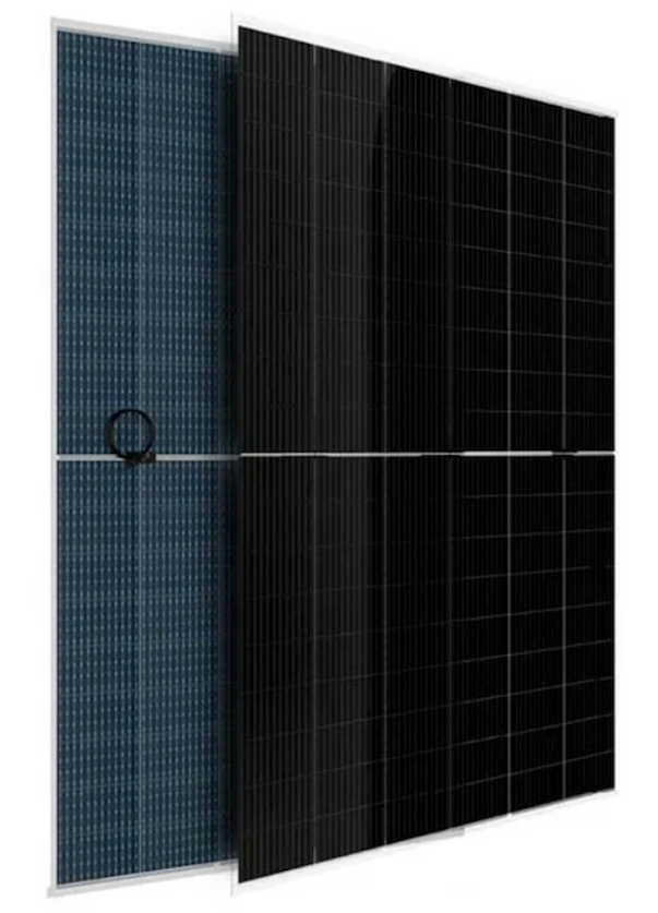 Solar panel by CW Enerji, large rectangular black cells within a silver frame.