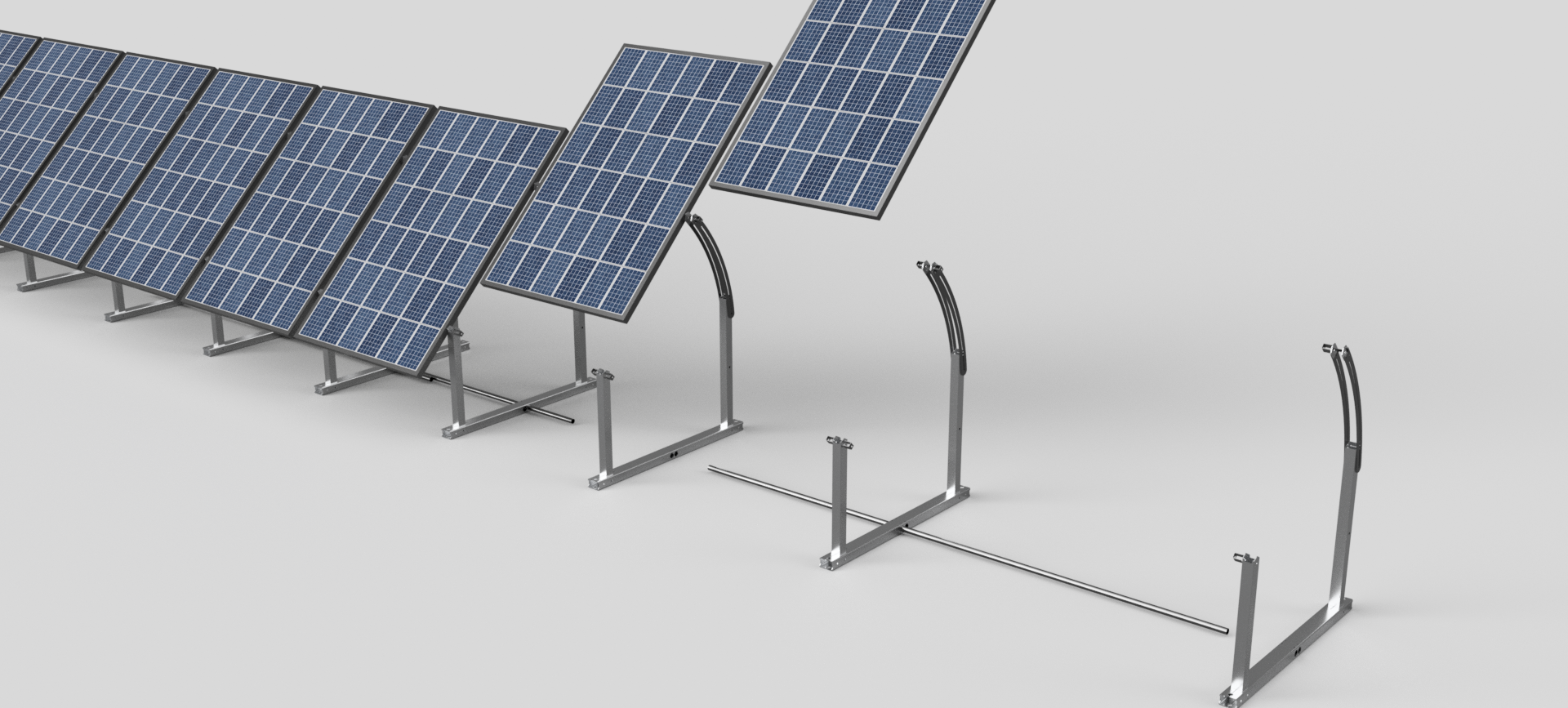 A row of solar panels sitting next to each other on a white surface.