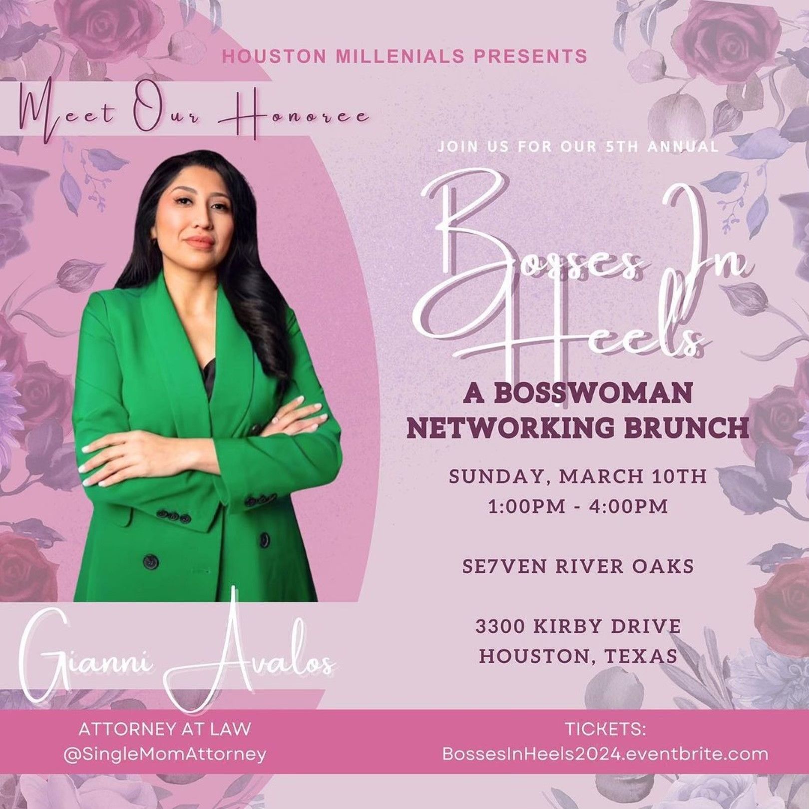 An advertisement for a bosswoman networking brunch