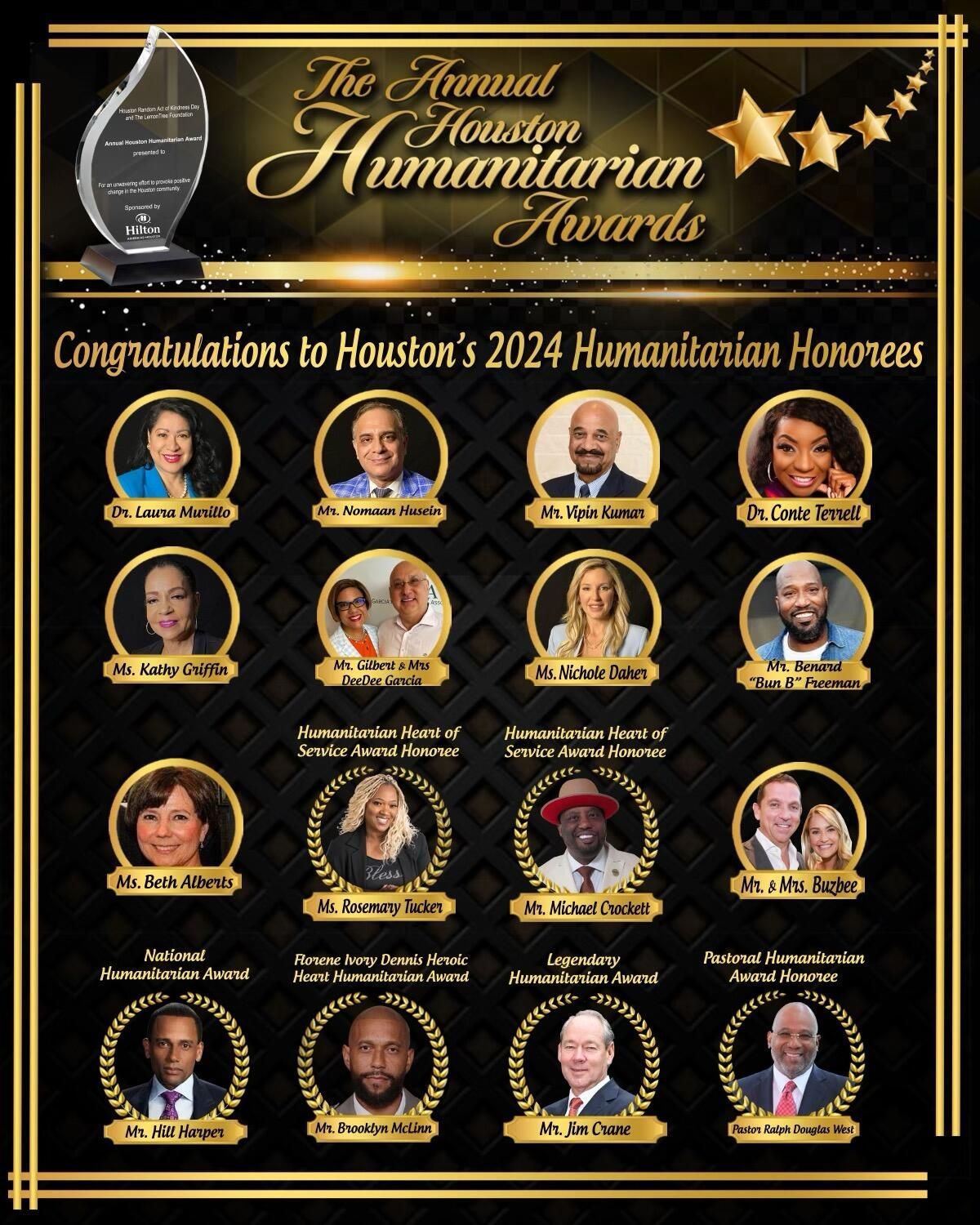 A poster for the annual houston humanitarian awards
