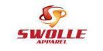 A logo for swolle apparel is shown on a white background.