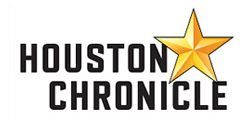 The logo for the houston chronicle with a gold star.