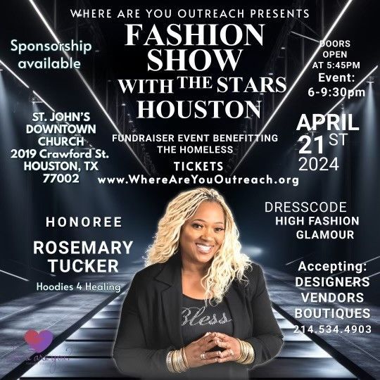 An advertisement for a fashion show with the stars in houston
