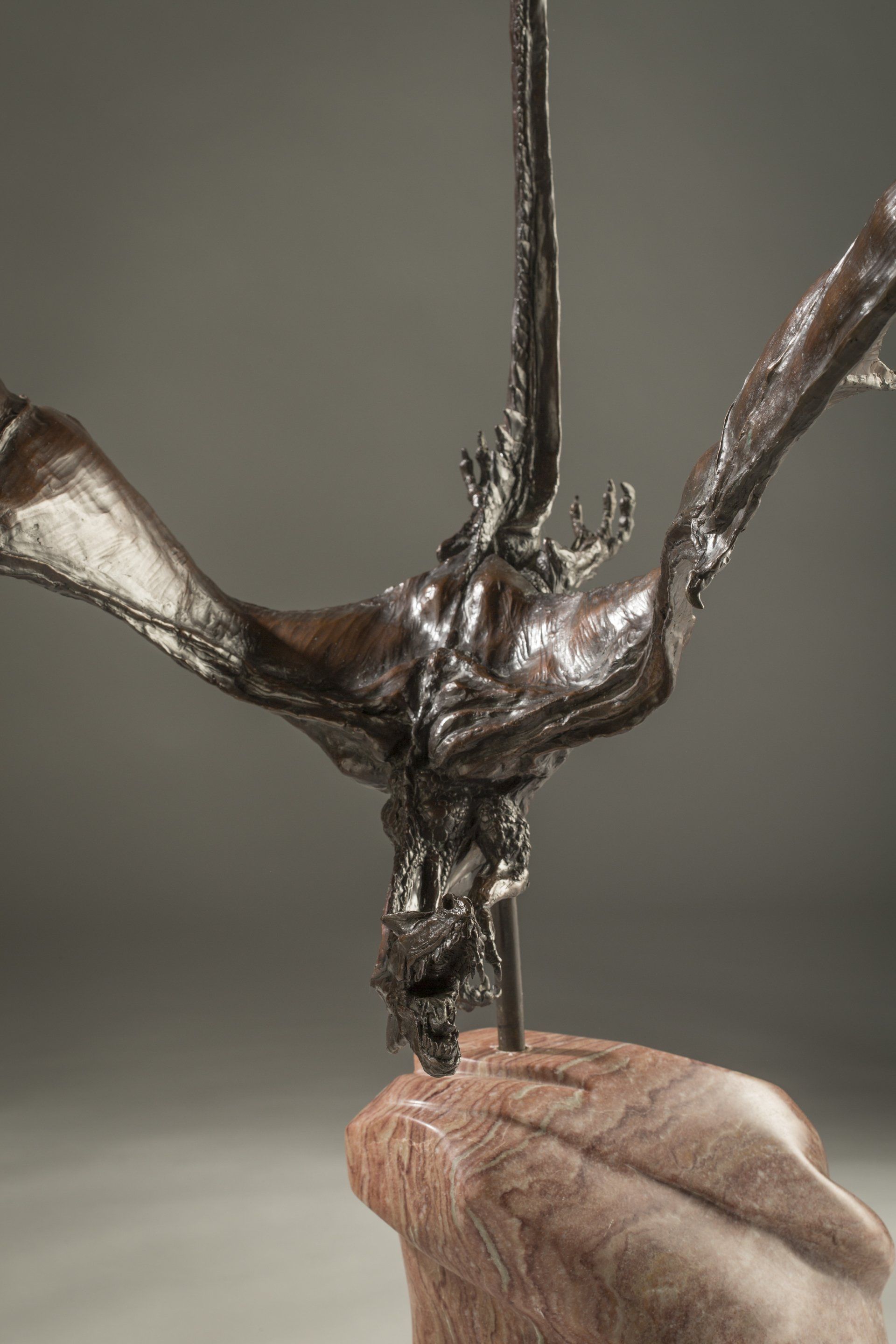 flying dragon bronze sculpture front top