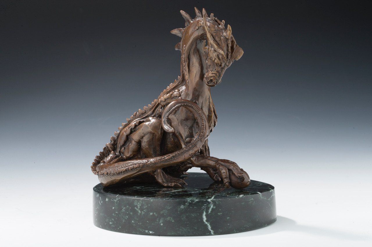 bronze sculpture of Mother Dragon with Egg
