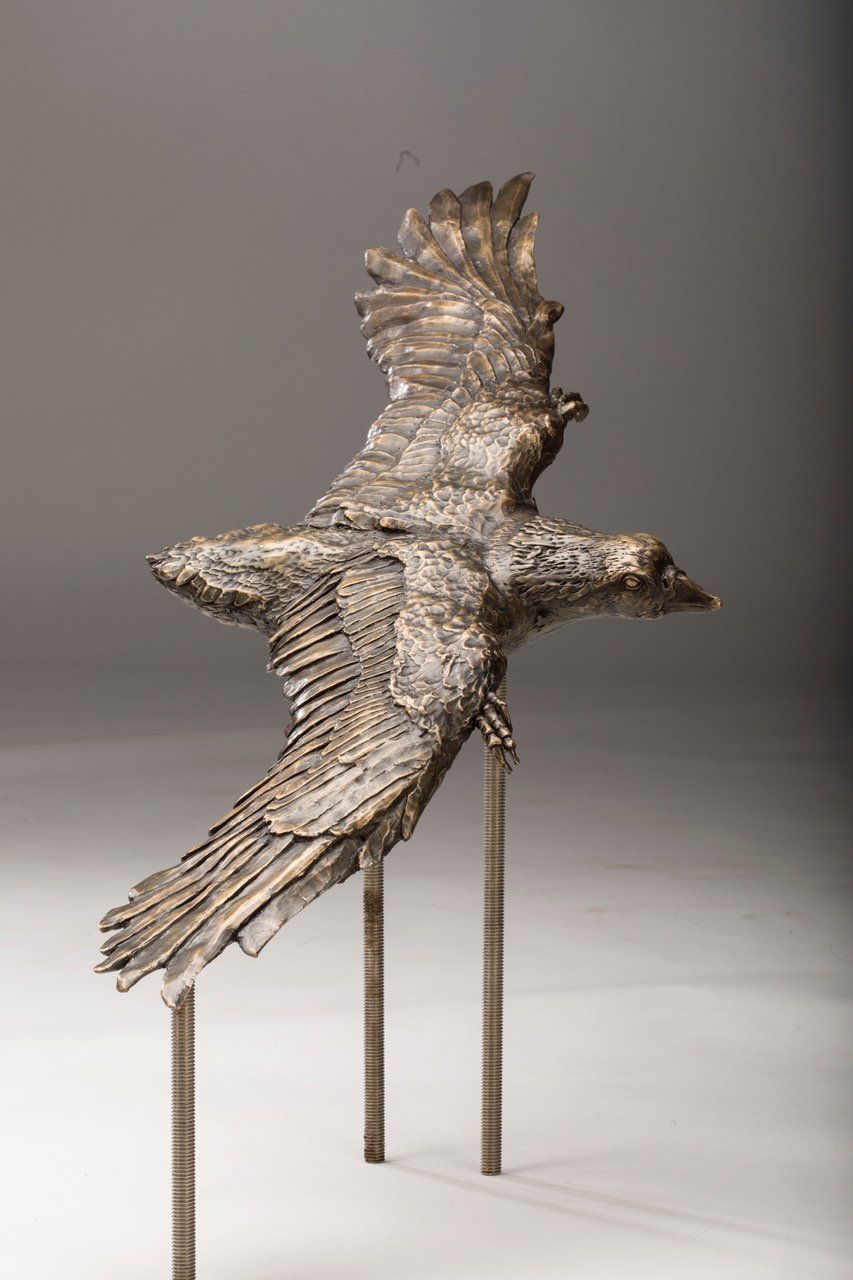 Confuciusornis bronze sculpture in flight