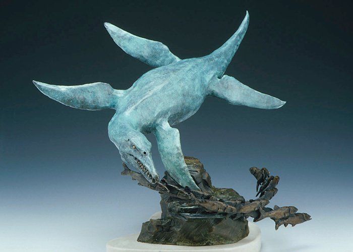 plesiosaur sculpture in bronze