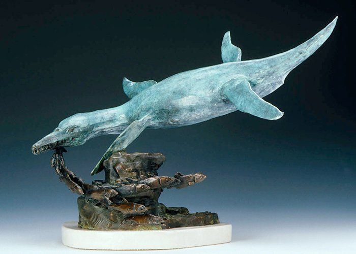 plesioaur bronze sculptre