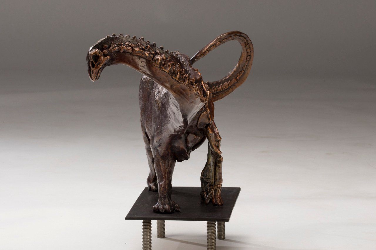 Galeamopus Skeletal Study front view of bronze sculpture