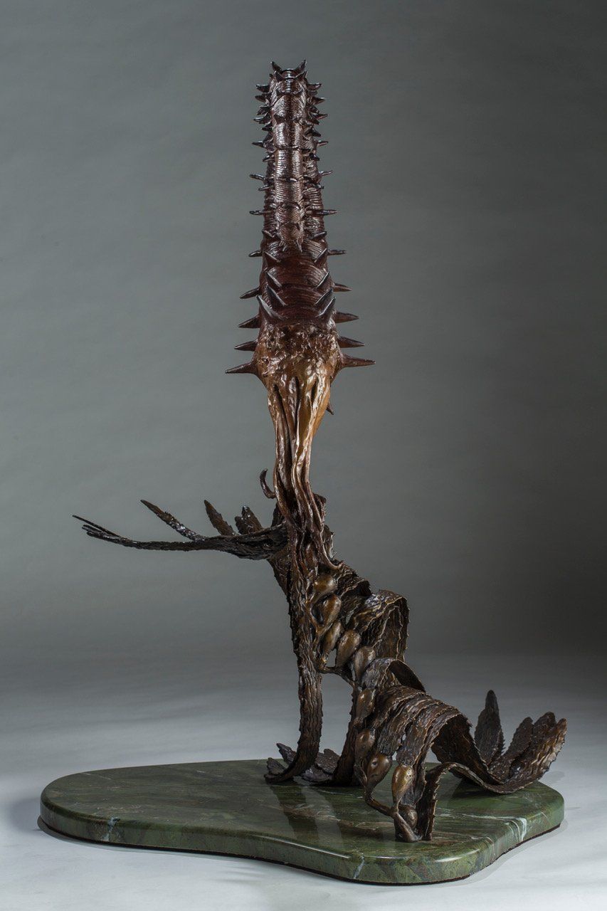 Heteromorphic Ammonites bronze cast sculpture