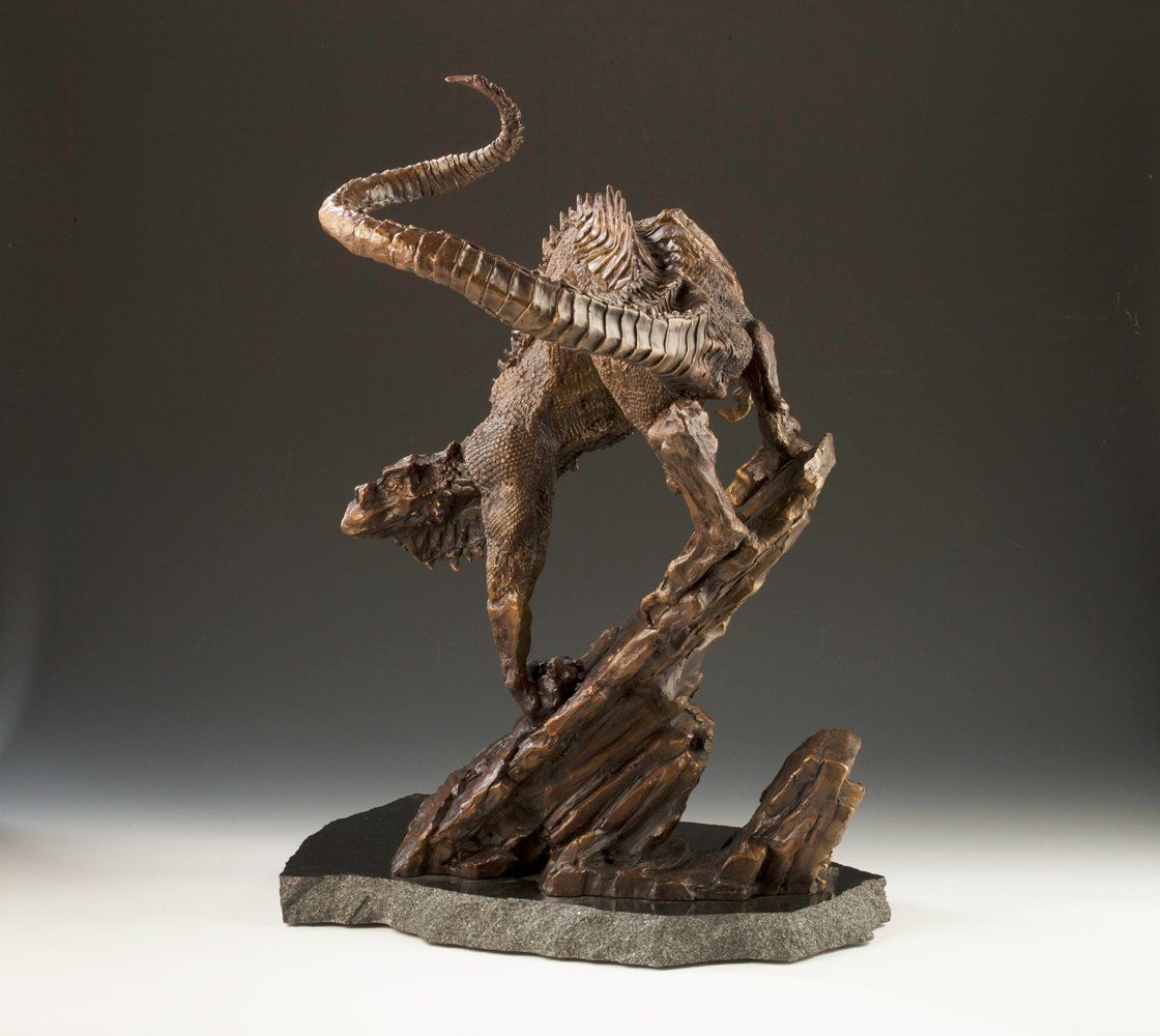 from the back Juggernaut Komodo Dragon in bronze