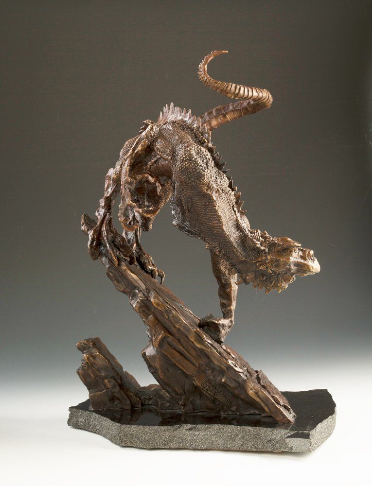 Juggernaut Komodo Dragon bronze sculpture side view