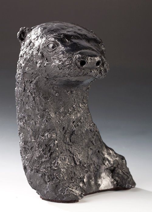 bust study of otter in bronze