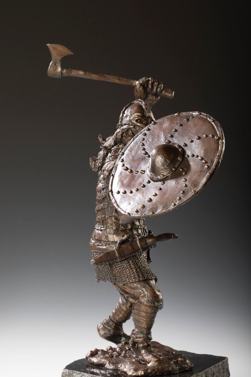 Saxon warrior bronze sculpture