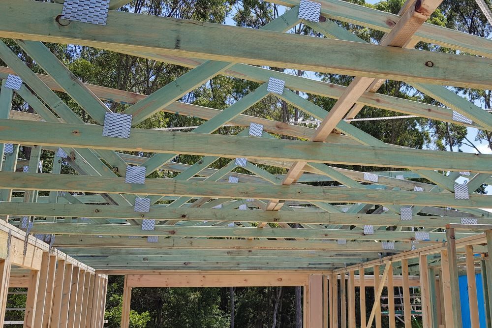 Structure made of timber trusses