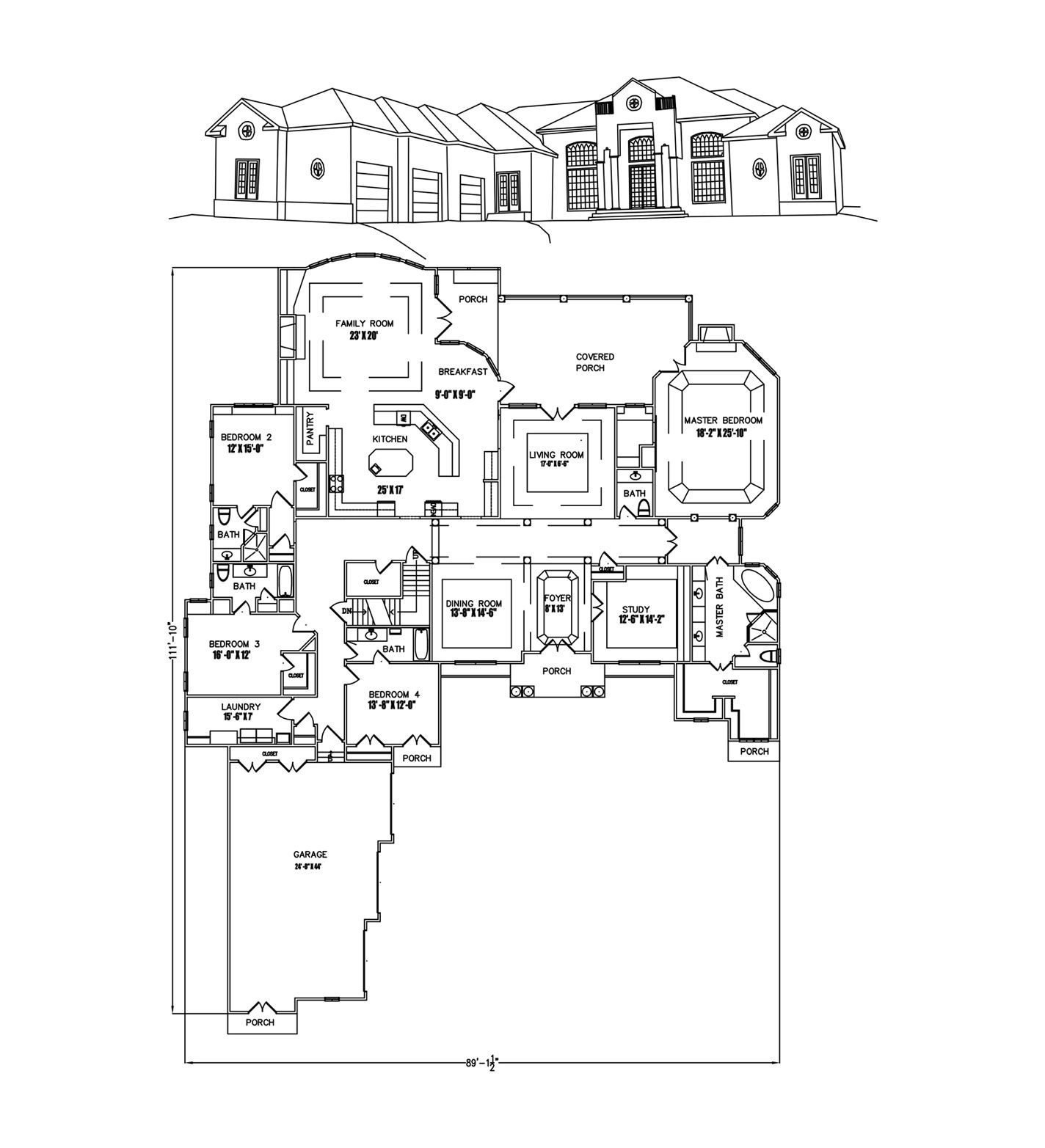 a black and white floor plan of a house .