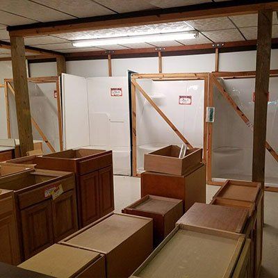 Cabinets — Wood Cabinets In Stock Room in Springfield, IL