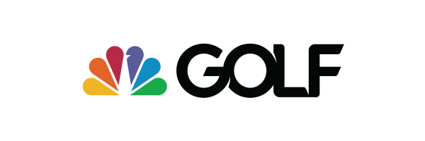 A logo for nbc golf with a rainbow logo on a white background.