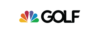 A logo for nbc golf with a rainbow logo on a white background.