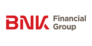 The bnk financial group logo is red and black on a white background.