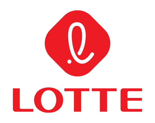 A red and white logo for lotte on a white background