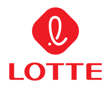 A red and white logo for lotte on a white background