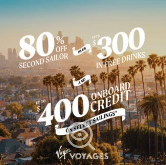 Unlock up to $400 of extra onboard credit on select bucket-list Alaska sailings. Plus, it’s stackable with 80% off a 2nd Sailor and up to $300 free drinks