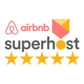 The Airbnb Superhost logo, featuring the Airbnb symbol, the word 