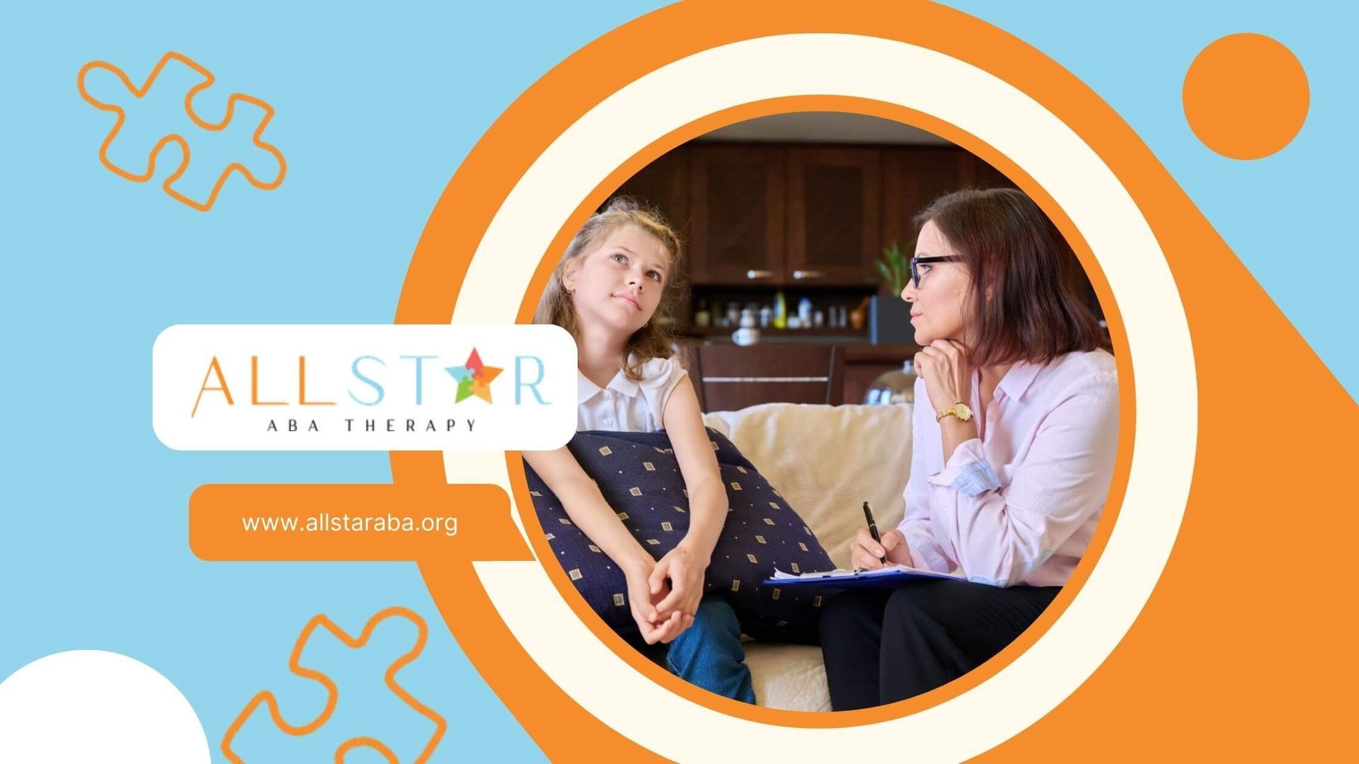 BCBA listening to young girl with autism in ABA therapy.