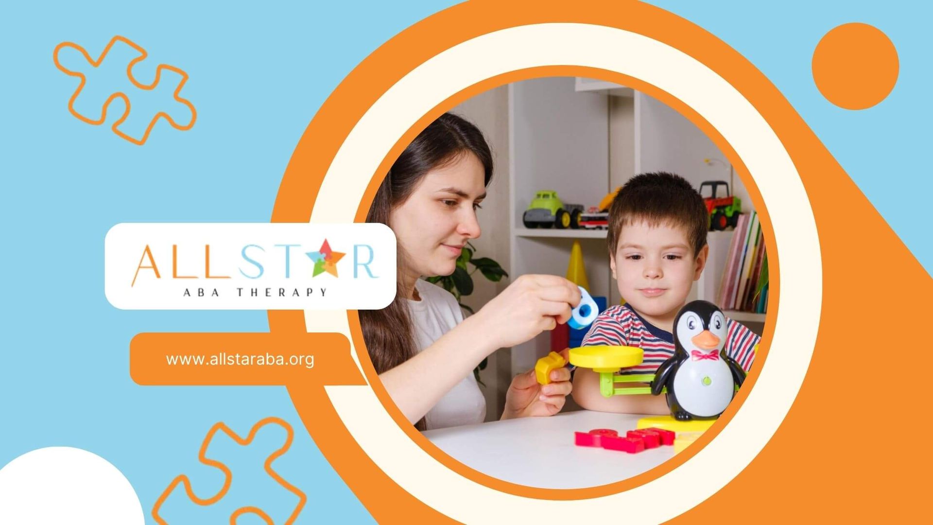 An ABA therapist is helping an autistic boy with a craft in ABA therapy session.