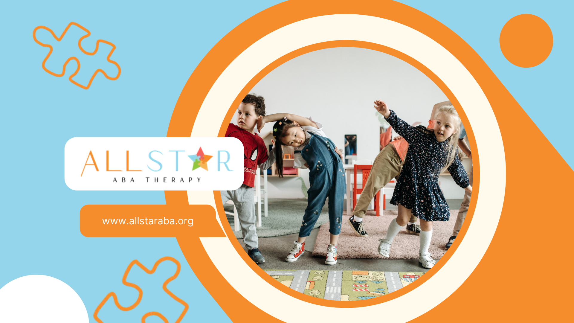 A group of children are doing stretching exercises in a room.