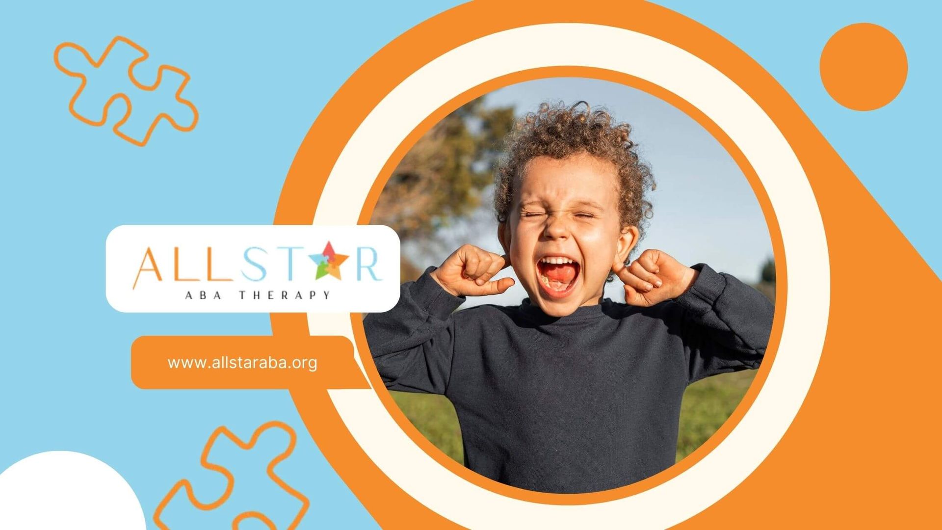 Autistic young child holding their ears and shouting, expressing distress in an outdoor setting.