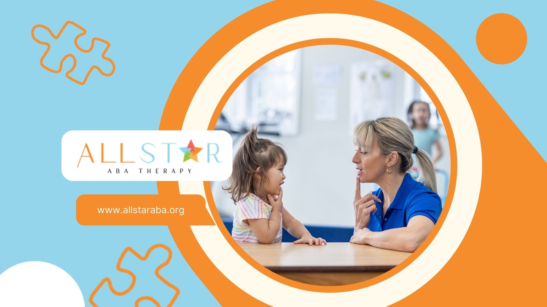 A woman is talking to a little girl who is sitting at a table.