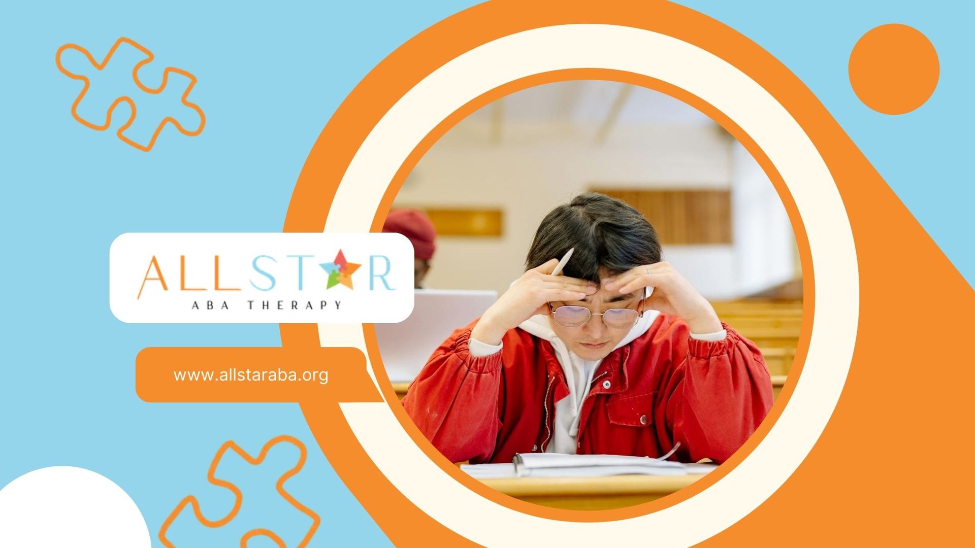A male RBT student looks stressed while taking the RBT exam at a testing center in Maryland.