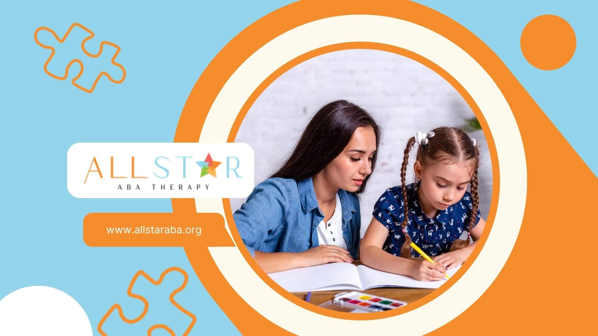 ABA therapist teaching autistic child how to write.