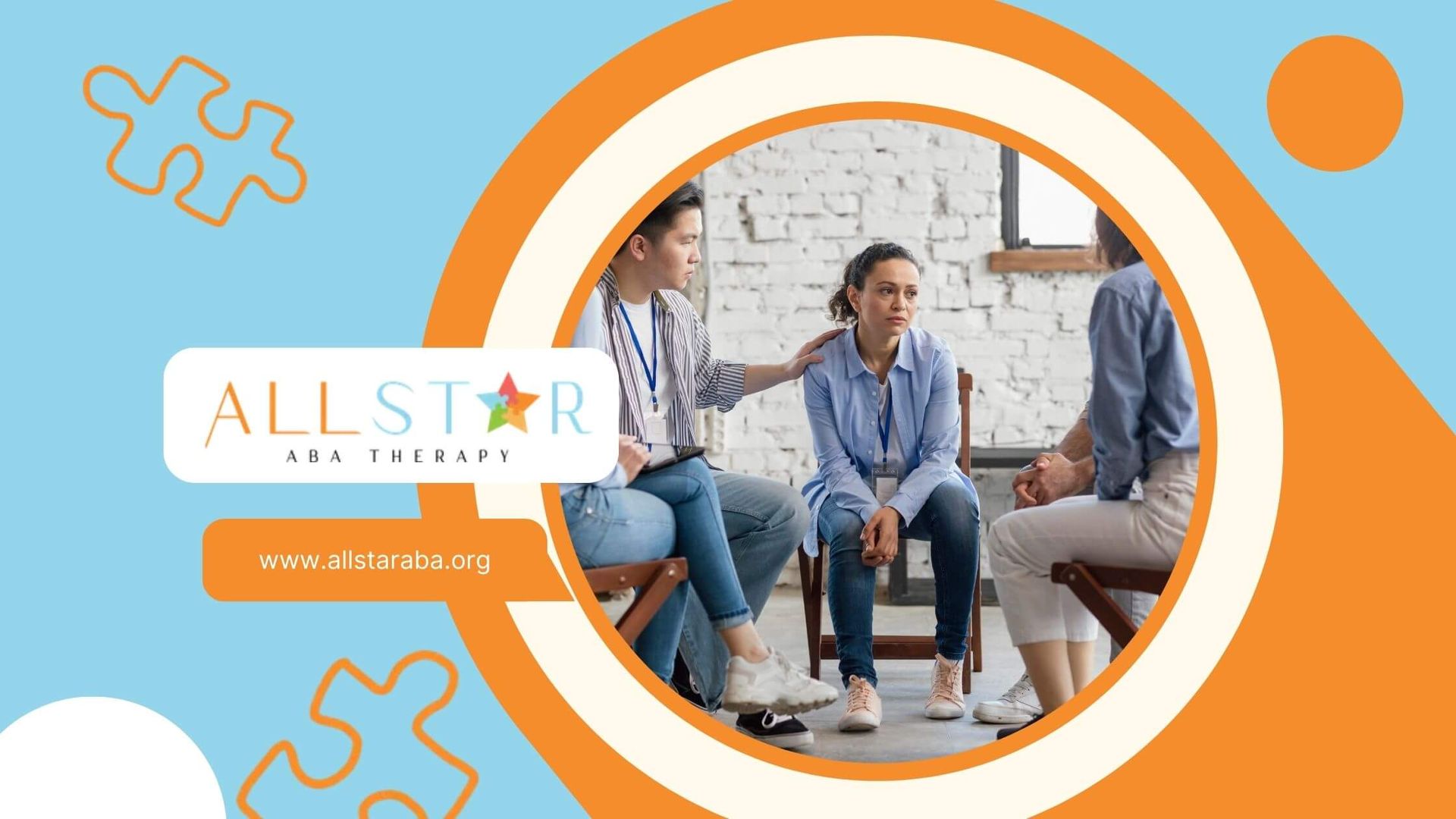 A group of people gathered in a support circle, comforting an autistic person in the middle.